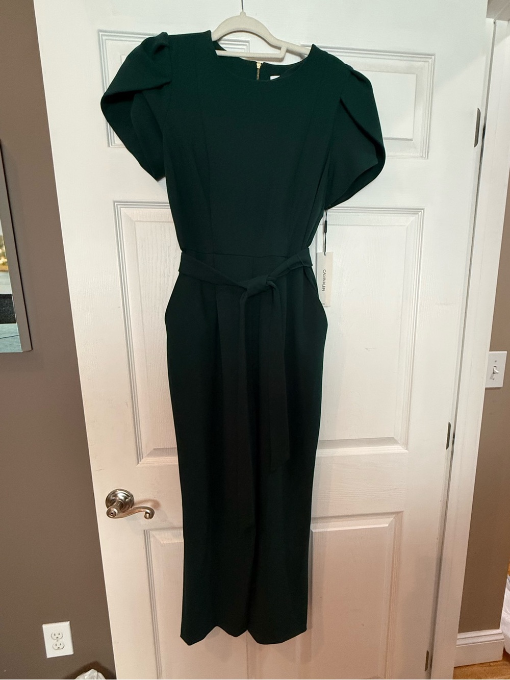 Calvin Klein Dark Green Jumpsuit with Tie Waist